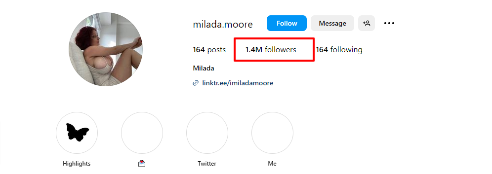 Milada Moore Instagram Profile